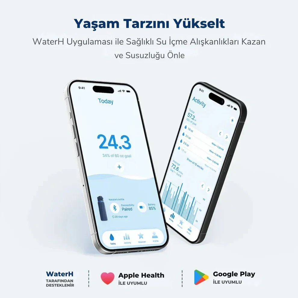 WaterH Boost Akıllı Termos 0.7L/24oz Siyah